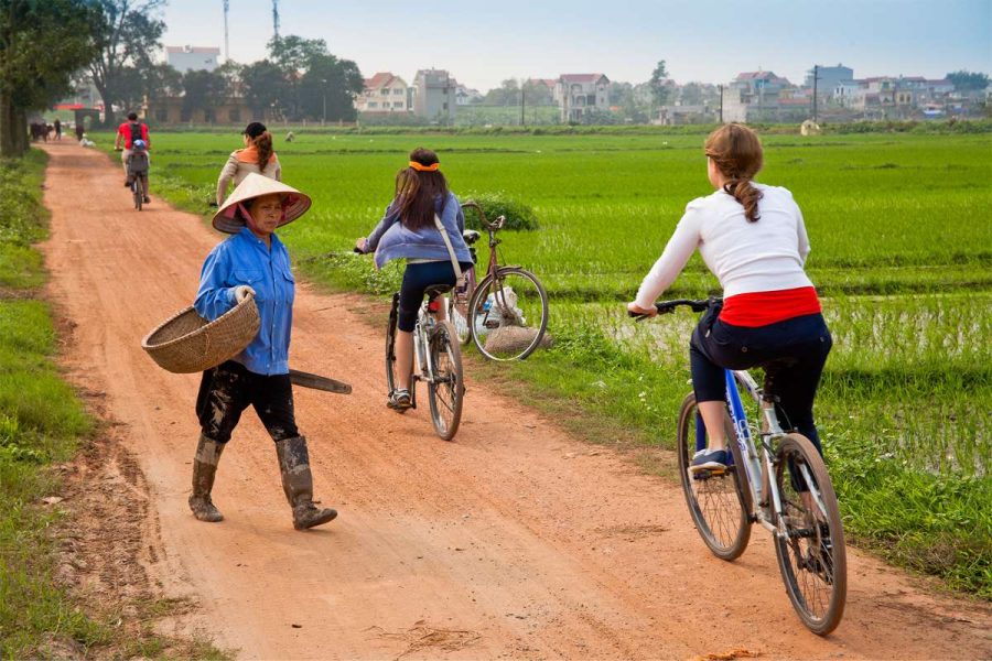 Fietsen in Hanoi Noord-Vietnam