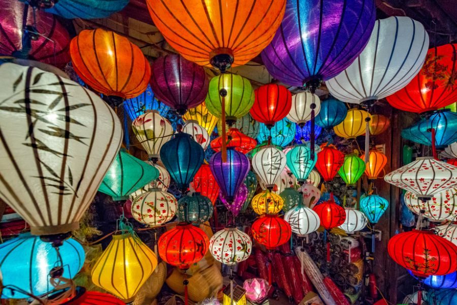 Lampionnen markten Hoi An Centraal-Vietnam