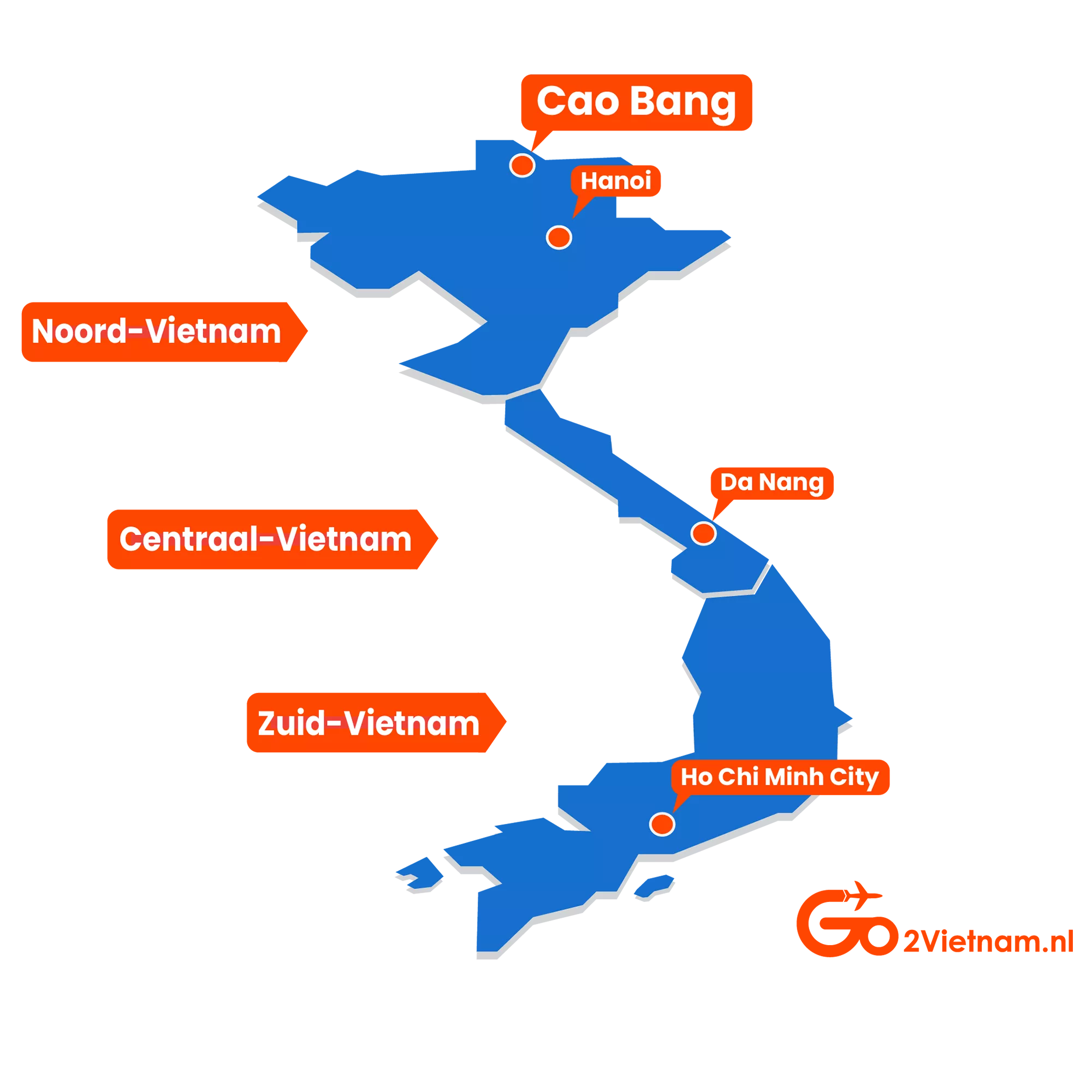 Landkaart map Cao Bang Noord-Vietnam