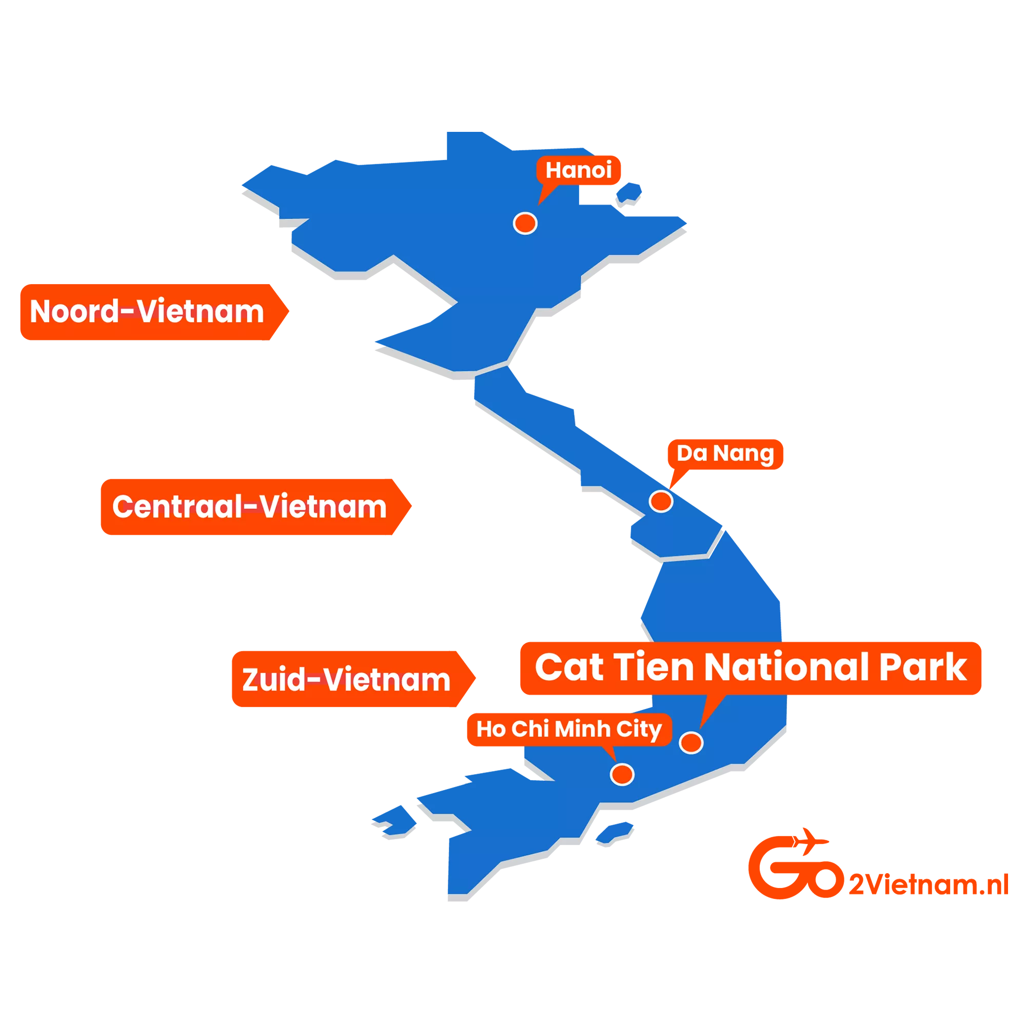 Landkaart map Cat Tien National Park Zuid-Vietnam