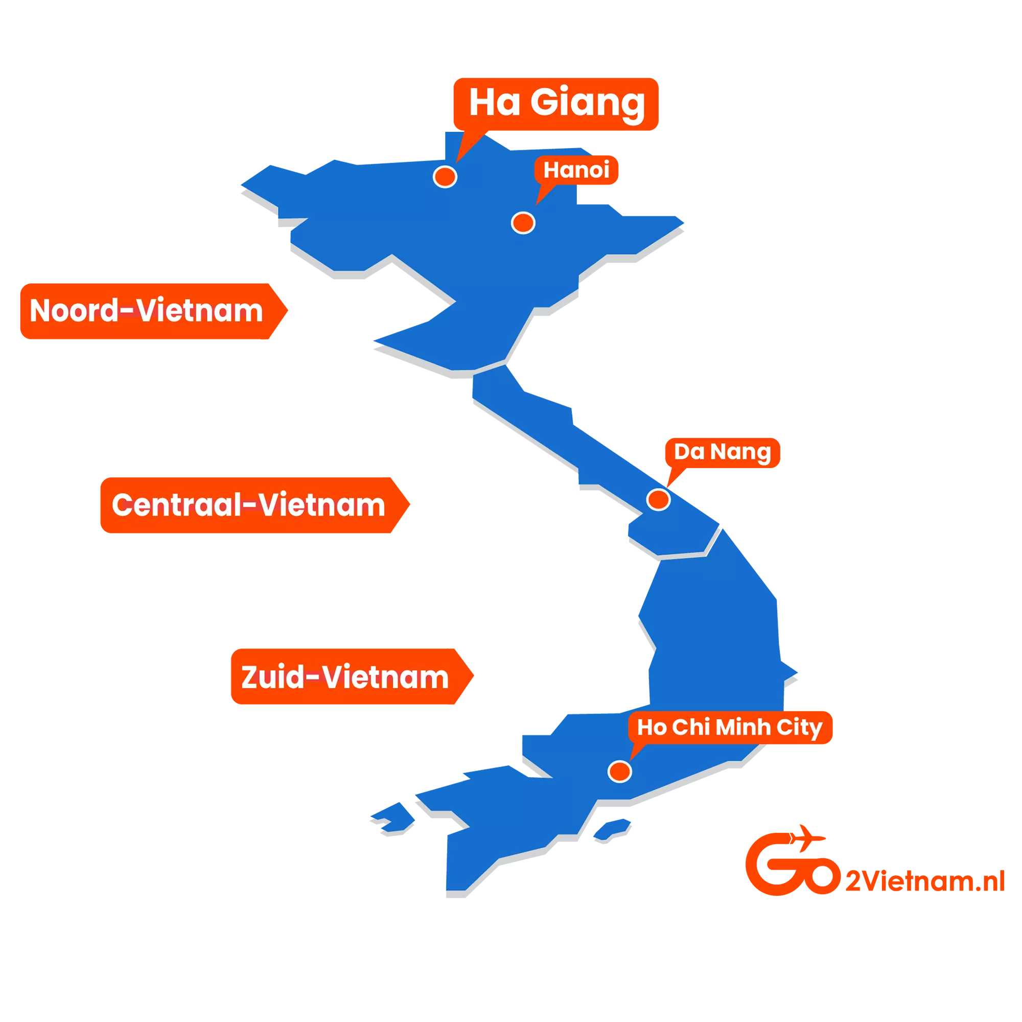 Landkaart map Ha Giang Noord-Vietnam