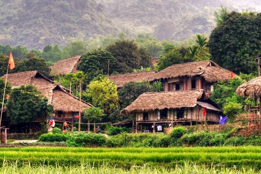 Lokaal dorp Mai Chau Noord-Vietnam