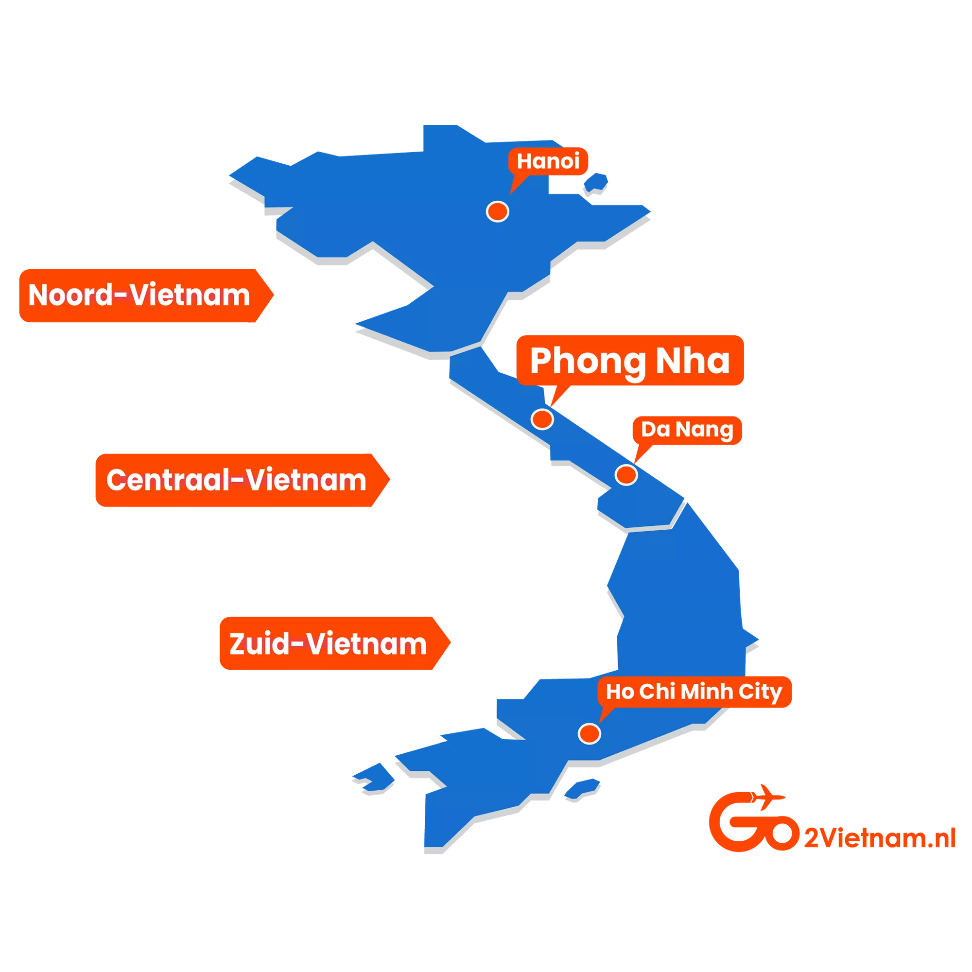 Landkaart map Phong Nha Centraal-Vietnam