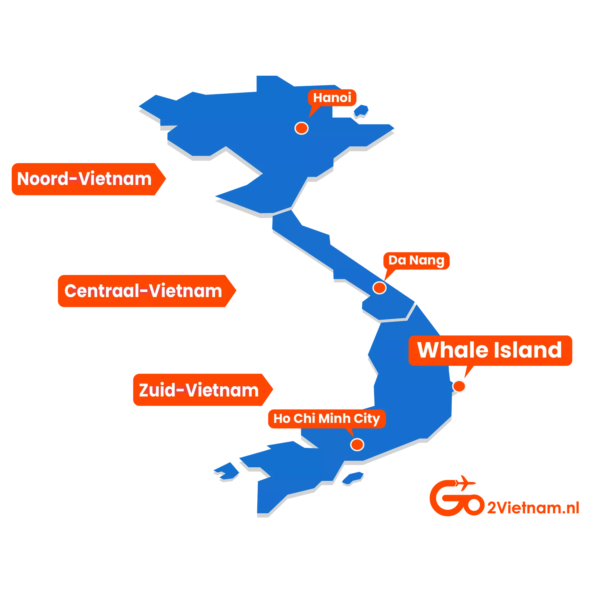 Landkaart map Whale Island Zuid-Vietnam